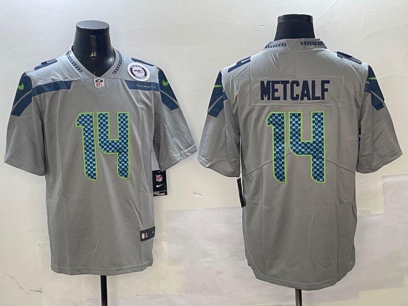 Men Seattle Seahawks #14 Metcalf Grey Second generation 2025 Nike Limited NFL Jersey style 4->seattle seahawks->NFL Jersey